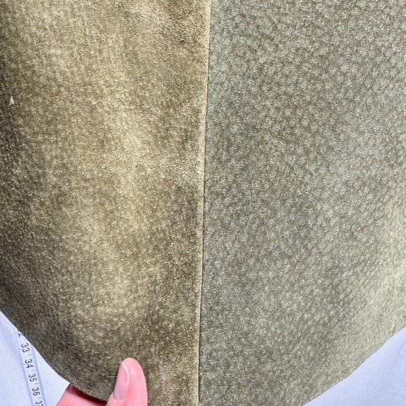 Vintage,  Sz 4, custom, olive green genuine Suede Leather suit with Embroidery. - Picture 8 of 15